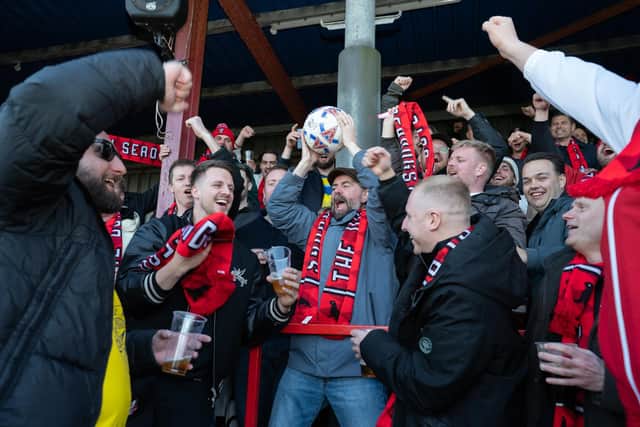 The Dutch Seadogs enjoy the match at Queensgate. Photo by Wandering Photography