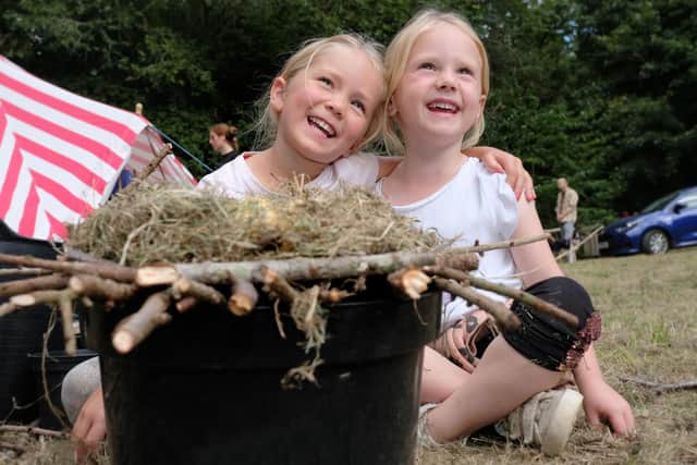 Mabel and Elsie make bird nests. Photo: Richard Ponter