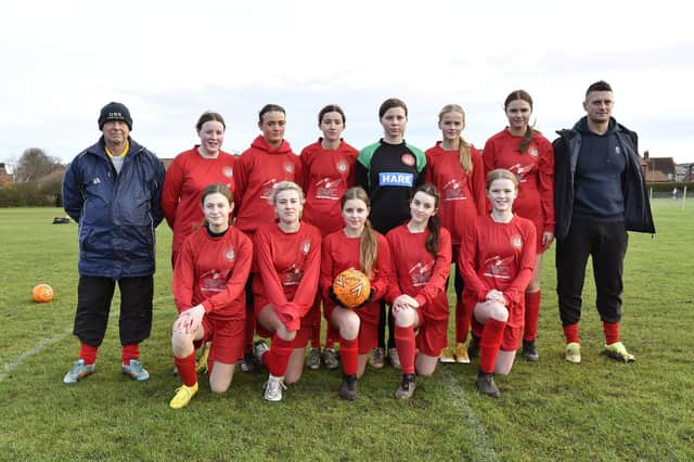 Scarborough Ladies Under-14s line up before their home game against Wigginton Grasshoppers. PHOTOS BY RICHARD PONTER