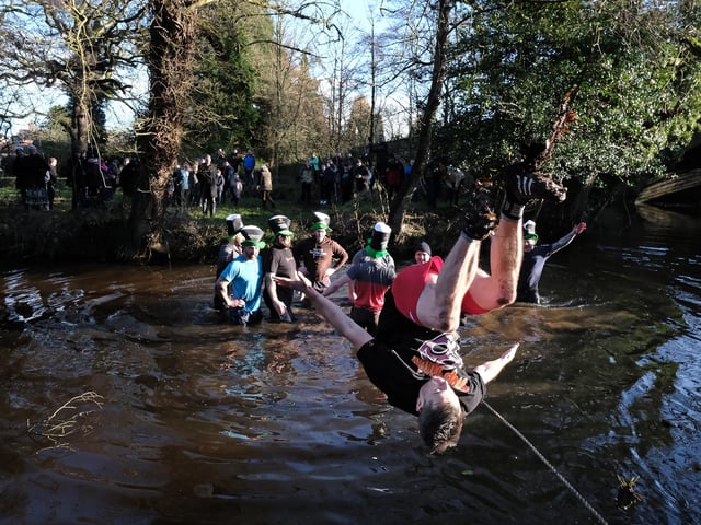 Leaping into the water