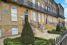 The entrance to the apartment, within an historic Scarborough building.