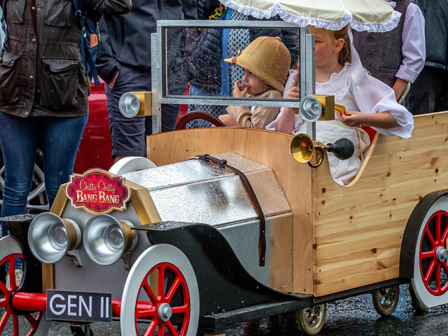 Chitty Chitty Bang Bang in Monday's parade.
picture: Brian Murfield.