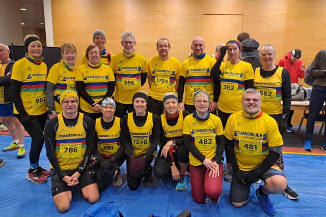 The Scarborough Athletic Club runners line up before the York Brass monkey Half Marathon
