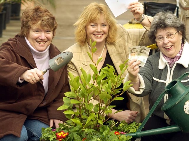 Tub thumping! Hunmanby Yorkshire in Bloom vice-chair Joyce Coggins (L) and chairman Eileen Piper (R), with Ali Dovenor-Court of Scarborough Council Parks dept.