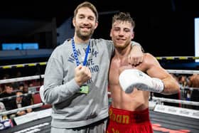 Roan Stanley, right, celebrates his win in Durham. Photo by Graeme Blackburn