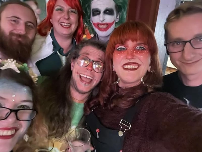 Scarborough music duo Evading Straights were in a spooky garb with friends and fans at Indigo Alley.