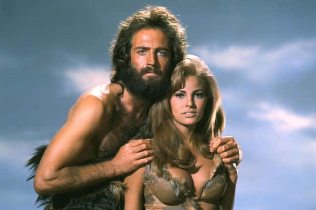 One Millions Years BC stars Raquel Welch in the famous fur bikini and John Richardson and is set in a fictional age of cavemen and dinosaurs.