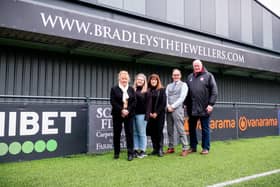 Mrs Bradley, Rhiannon Hunt Commercial and Marketing Manager at Scarborough Athletic, Dianne and Stuart from Bradleys Scarborough Store and Trevor Bull, Scarborough Athletic Chairman.