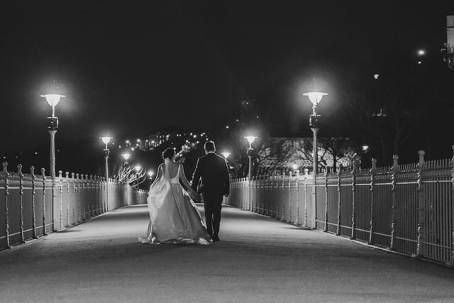 Newlyweds on Scarborough's Spa Bridge.
picture: Scott Akoz
