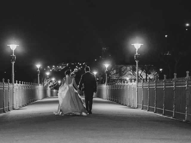 Newlyweds on Scarborough's Spa Bridge.
picture: Scott Akoz