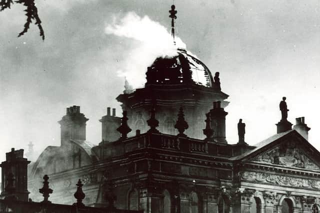 A photo of the 1940s fire at Castle Howard. picture: Yorkshire Post.