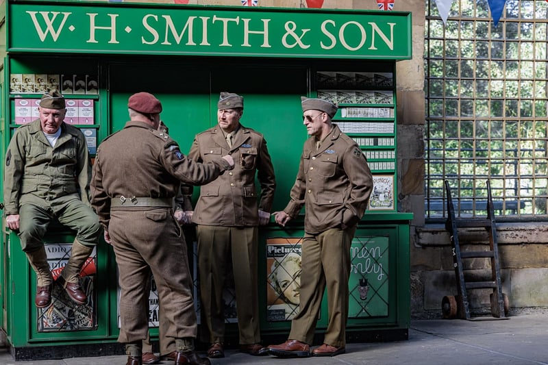 Soldiers at the WH Smith stand.
picture: Tim Bruce