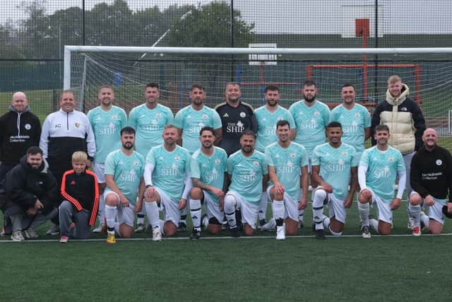 Edgehill line up before their win at home to North Cave. Photo by Richard Ponter