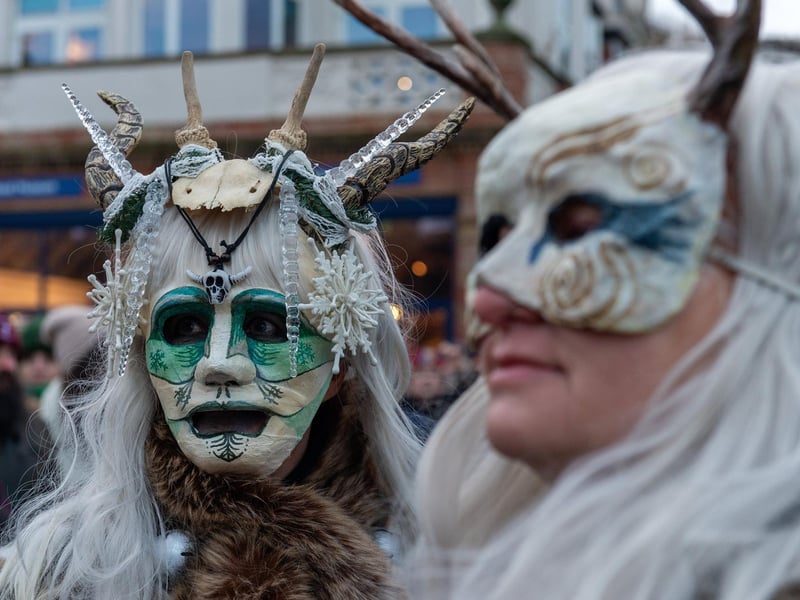 Participants during the Whitby Krampus Run in Whitby.