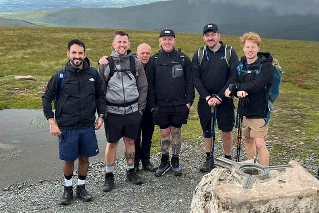 Pictured L-R at the Yorkshire Three Peaks Challenge: Karim Benfaied, Joe Logan, Paul Hastings, Jordan Mintoft, Matty Harrison and Rich Ward.
