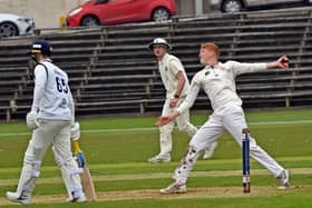 Clarke Doughney took 3-44 for Scarborough at home to Woodhosue Grange. Photos by Simon Dobson