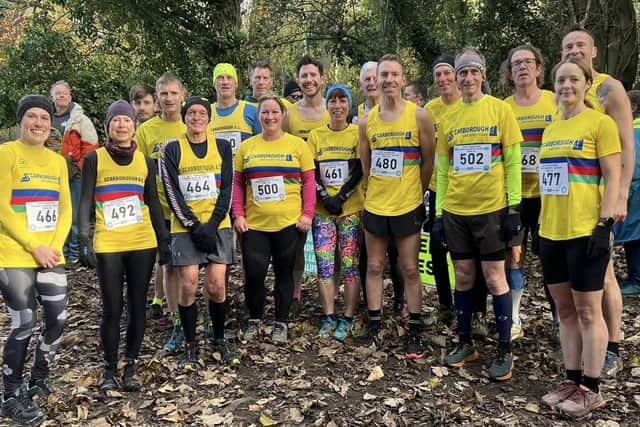 The Scarborough Athletic Club team at the East Yorkshire Cross Country League meeting at Welton.