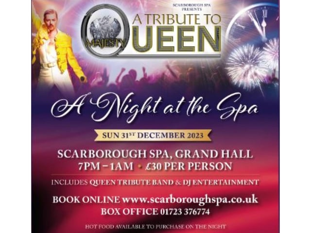 Majesty – A Tribute to Queen “A Night at the Spa” is set to take place at Scarborough Spa on December 31. The evening will feature the excellent Queen tribute band, Majesty, playing all the classics as well as a DJ to keep the party rocking through till Big Ben strikes and beyond. Hot food will be available to purchase on the night.