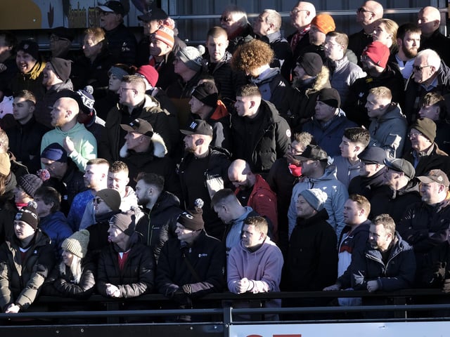 A sell-out crowd take in the action at Scarborough Athletic's 5-2 loss at home to Darlington