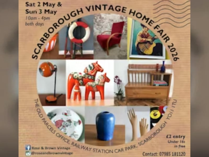 The Scarborough Vintage Home Fair at the Old Parcels Office will take place on May 2 and 3. There will be 20 quality stalls dedicated to true vintage for the home. From furniture to ceramics, glassware to artwork, Art Deco to mid Century, rustic to salvage, antiques to industrial and more. Furnish your home with unique vintage finds.