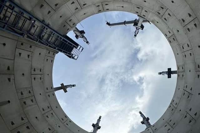 View from the bottom of a storage tank.