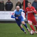 Ellis Barkworth pushes on for Bridlington Town during their 2-0 home win against Winterton Rangers. PHOTO BY DOM TAYLOR