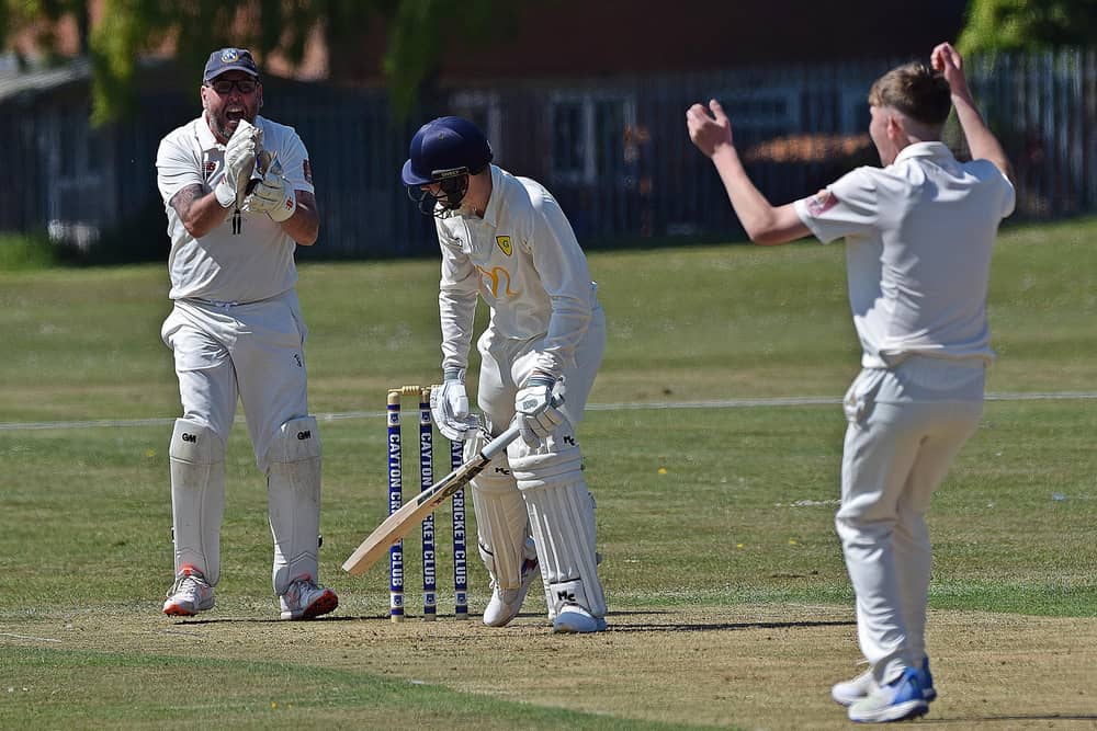 Keeper-batsman Lee Kerr, pictured celebrating a catch earlier this season against Ganton, hit 47 in Cayton's win against Thornton Dale,. Photo by Simon Dobson
