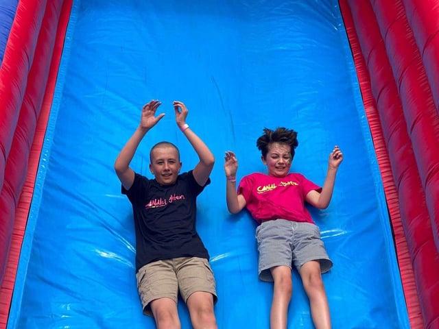 Families of children with cancer at the Bramhope Family Fun Day.