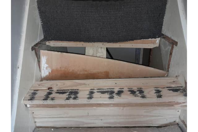 The dangerous staircase, which had to have emergency repairs carried out.