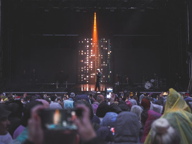 The crowd watches Dermot Kennedy's performance at the Open Air Theatre.