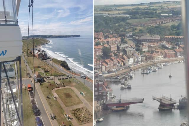 View of the sunken gardens from the wheel, and a great view of Whitby Swing Bridge opening. photo: Dr Emma Mason