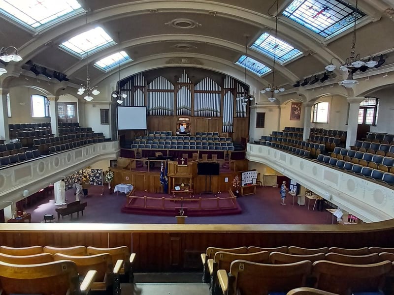 Queen Street Methodist Church in Scarborough on heritage open days, by Suzanne and Richard Mant.