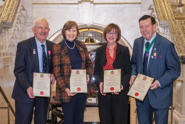 From left, Peter Sowray MBE, Helen Swiers, Jill McMullon (representing John Blackie) and Cliff Trotter, who were in attendance at yesterday’s extraordinary meeting.
