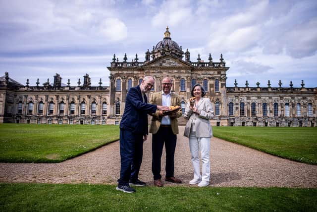 Nicholas Howard, Simon Eyles and Victoria Howard at Castle Howard. Photo by Charlotte Graham