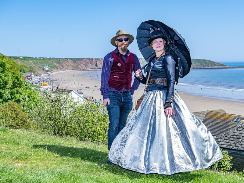 Tom Healey and Virginia Hatton admire the views at the Steampunk Weekend.
