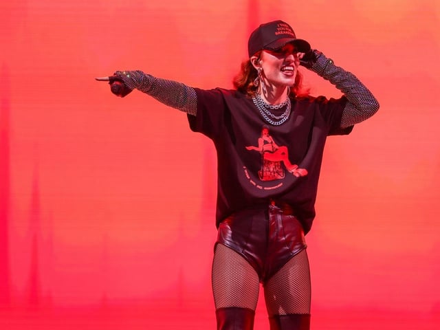 Jess Glynne on stage in Scarborough.