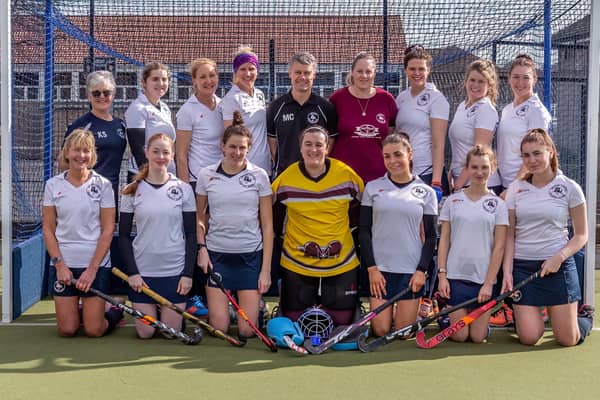 Whitby Hockey Club Ladies line up for their final home game of the season.