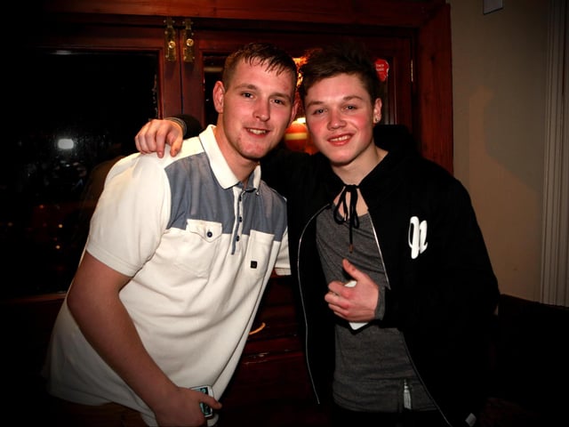 Lewis and Robbie enjoying a lad's night out in Bar2B.