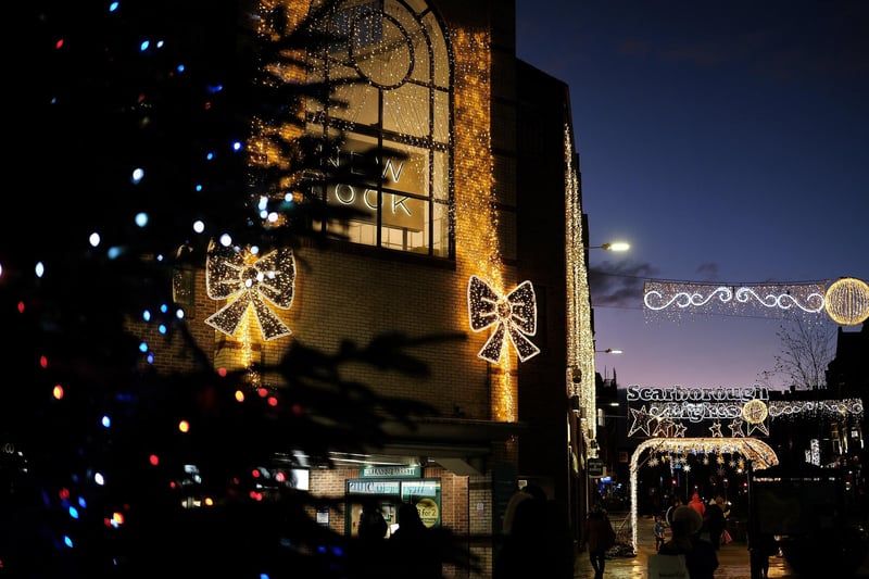 Scarborough festive shops and premises have lit up for Christmas.