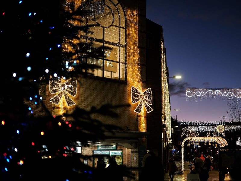 Scarborough festive shops and premises have lit up for Christmas.