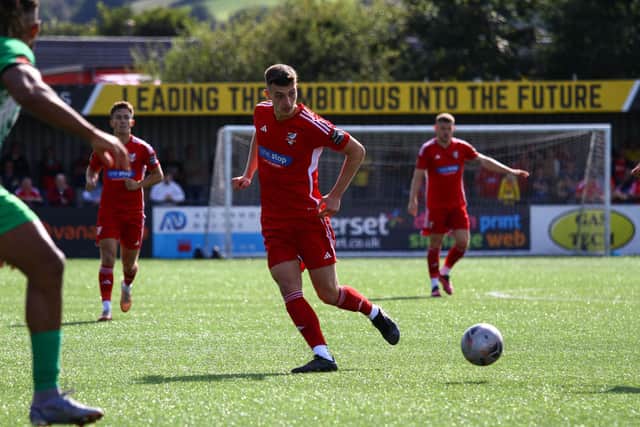 Luca Colville pushes on for the Athletic against City.