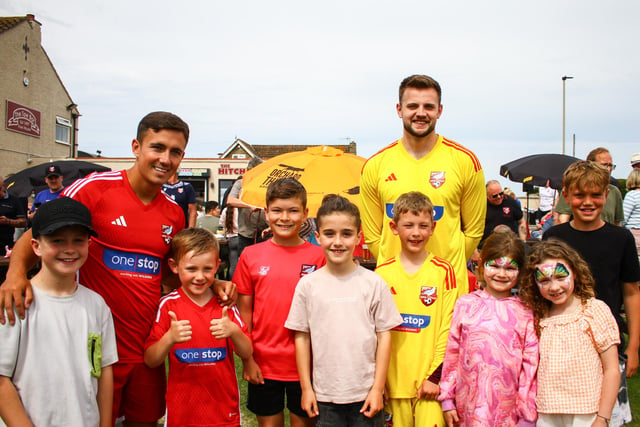 Young Boro supporters meet Lewis Maloney and keeper Mathew Bancroft at the kit launch.