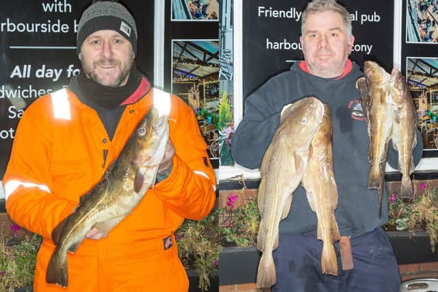 Rob Taylor, left, with Wednesday's Heaviest Fish of 4 lb 5½ oz and Jason Ebison with Sunday's winning 15 lb 15½ oz . Photo by Peter Horbury