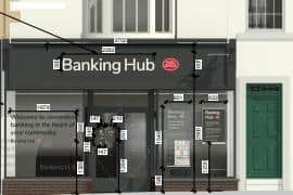 Filey banking hub facade.
