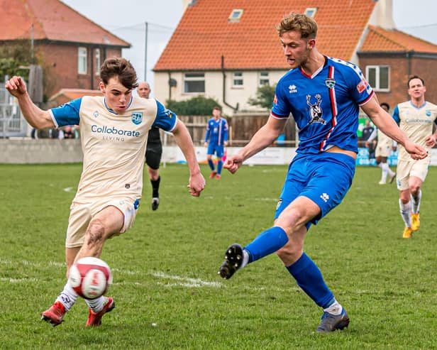 Striker Connor Simpson signs new deal with Whitby Town for 2023-24 season. PHOTO BY BRIAN MURFIELD