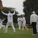 Woodhouse's Phil Stothard celebrating his second wicket against Yorkshire Gentlemen. PHOTO BY PHIL GILBANK