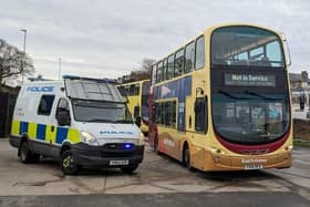 North Yorkshire Police team up with local double-decker bus company EYMS to help crack down on drivers using hand-held mobile phones.
