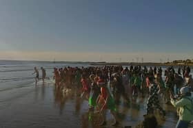 Brave souls ran into the North Sea in Bridlington for the annual Boxing Day tradition. Photo taken from video submitted by Steve White.