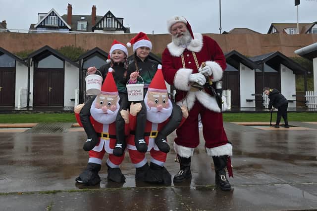 The pair bump into Santa.