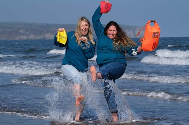 Making a splash for the Whitby Regatta Sea Swim are Ceri Parkin and Ally Brisby. picture: Richard Ponter